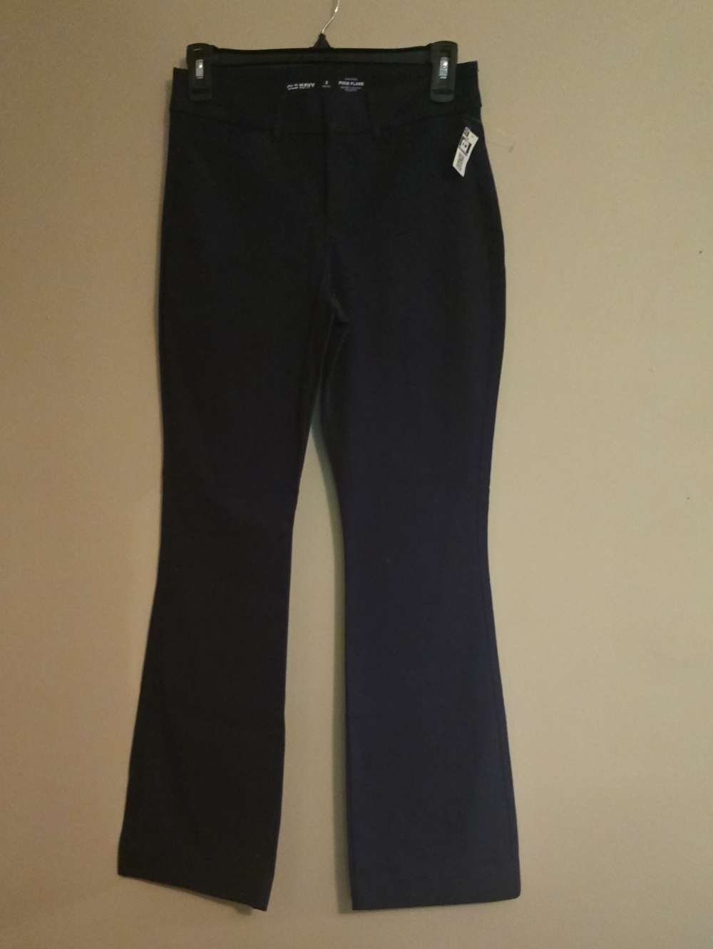 New Old Navy Women's 2P High-rise Pixie Flare Navy Chino Trouser Pants